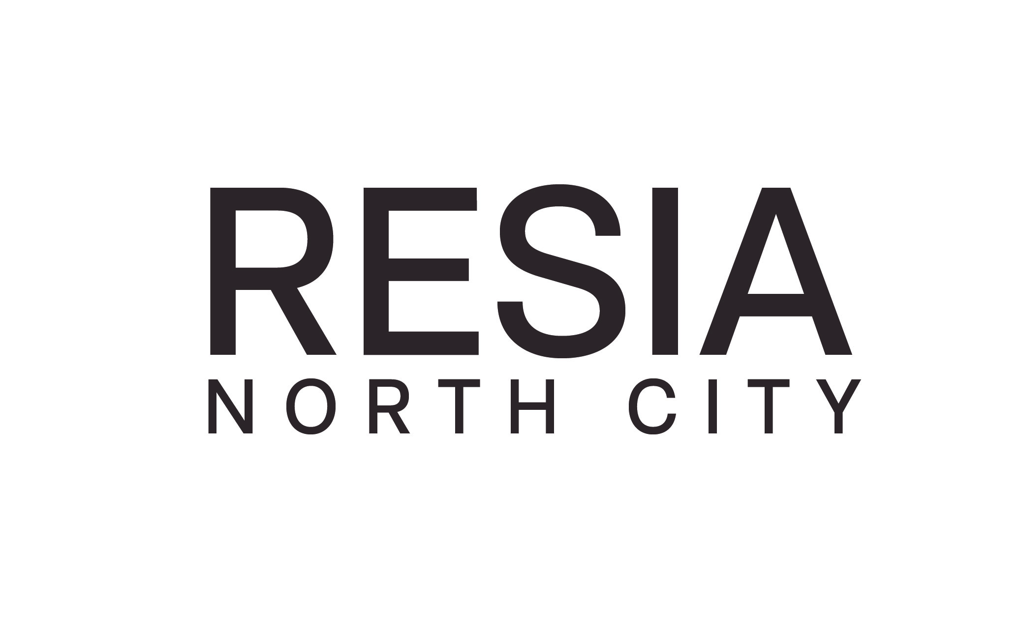 A black and white image with the words "Resia North City" written in black.